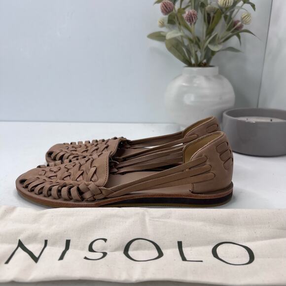 Nisolo Huarache Leather Sandal Slip On Leather Almond Women 7 NWOB Anthropologie - Picture 1 of 9